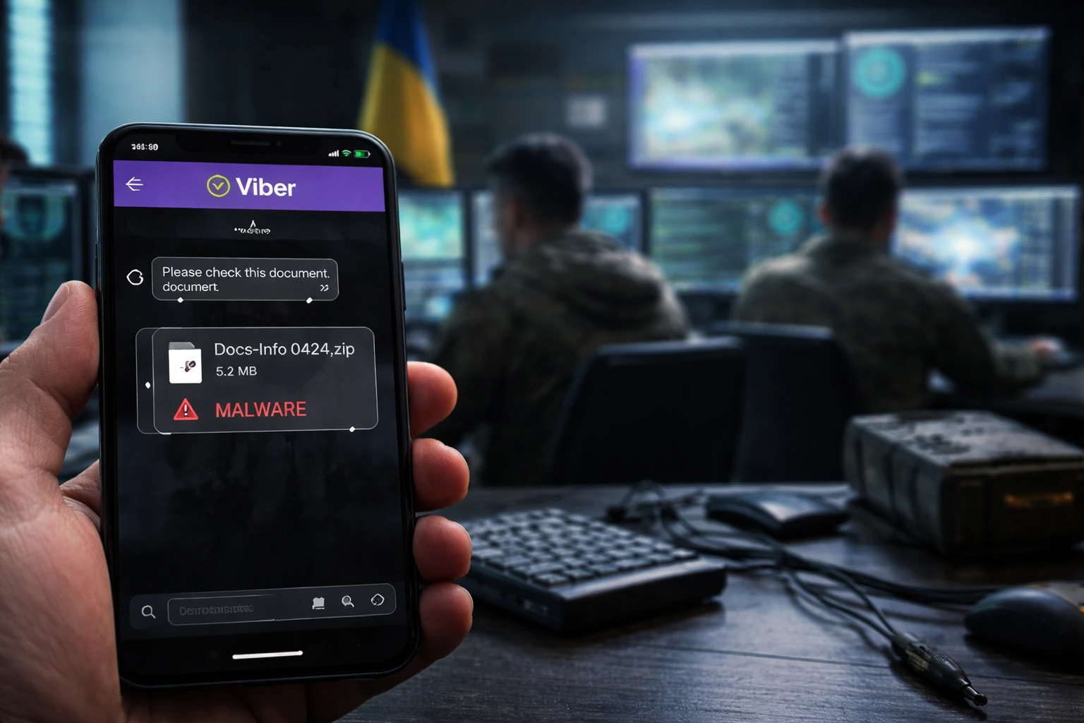 Viber-skadeattack i Ukraina riktar in sig på militär och myndigheter