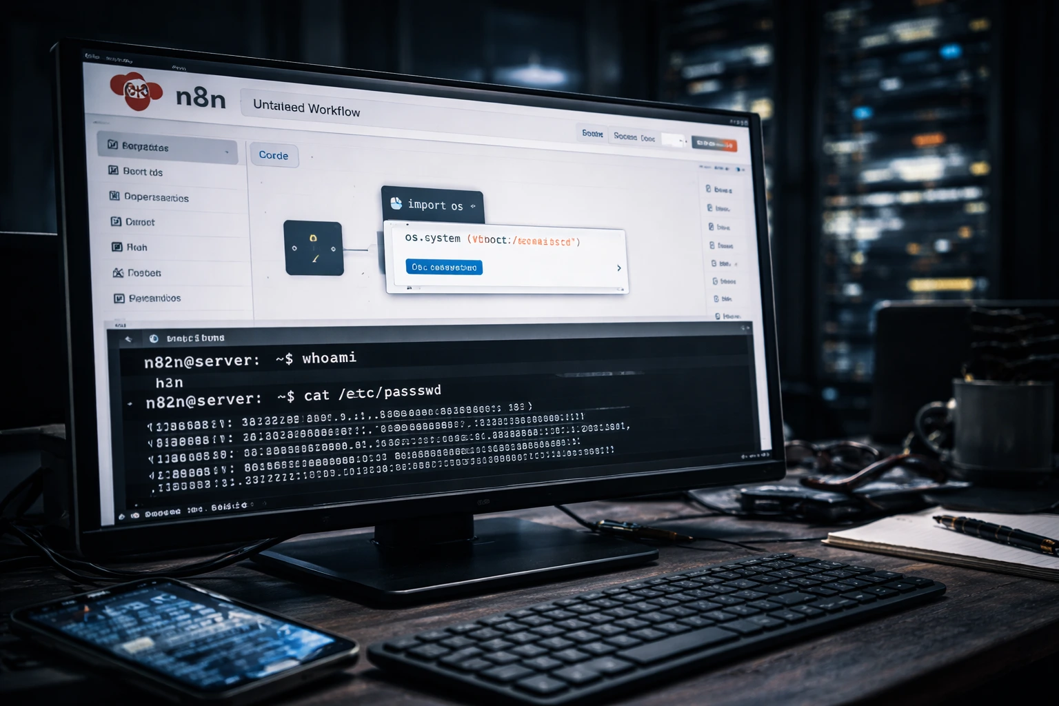 n8n vulnerability system commands allow arbitrary code execution