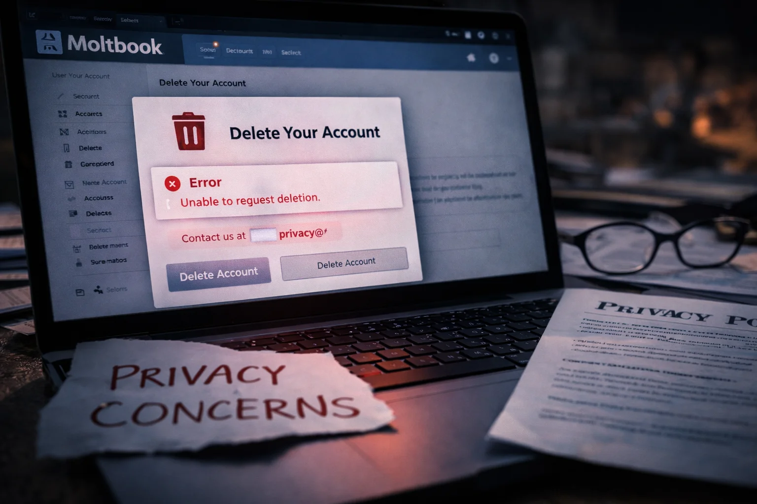 Moltbook-integritetsproblem växer på grund av saknad borttagningsfunktion